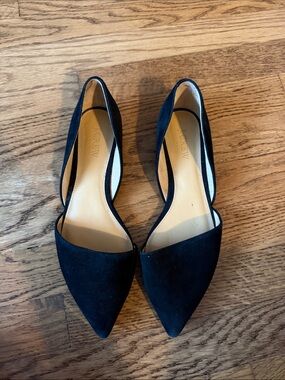 J. Crew Black Suede Pointed D'Orsay Flats